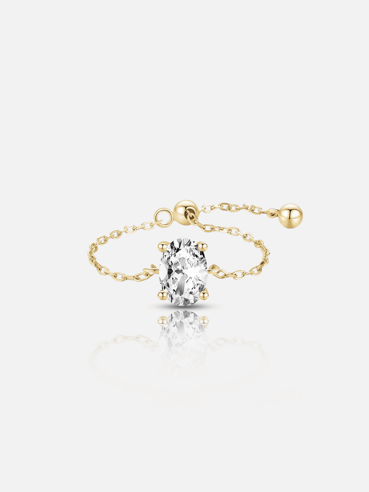 Oval Zircon Chain Ring