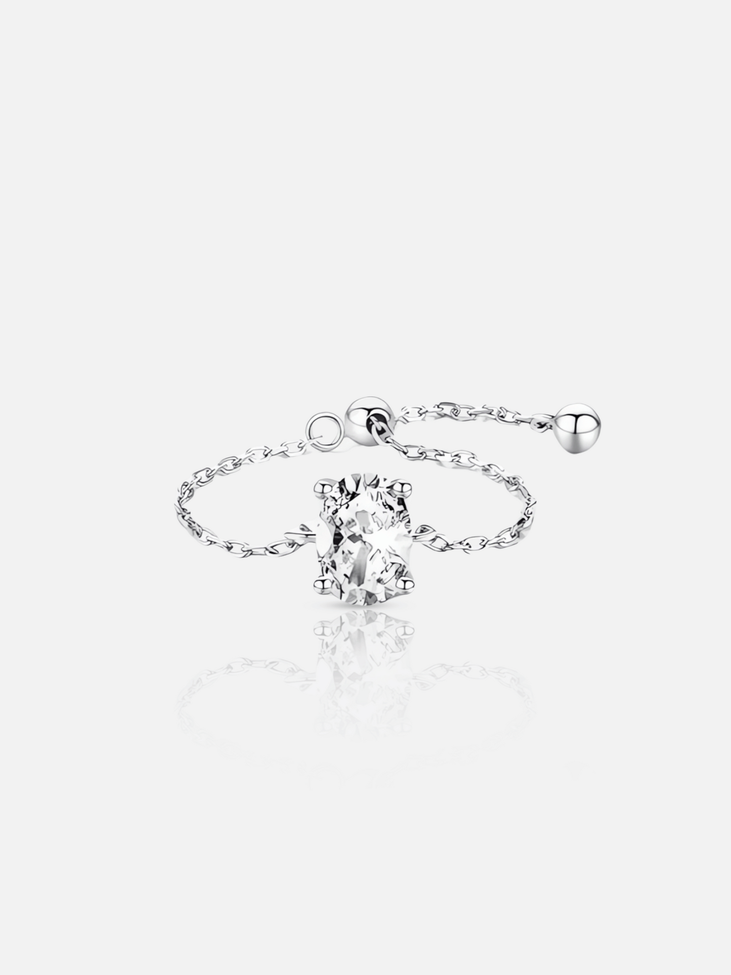 Oval Zircon Chain Ring