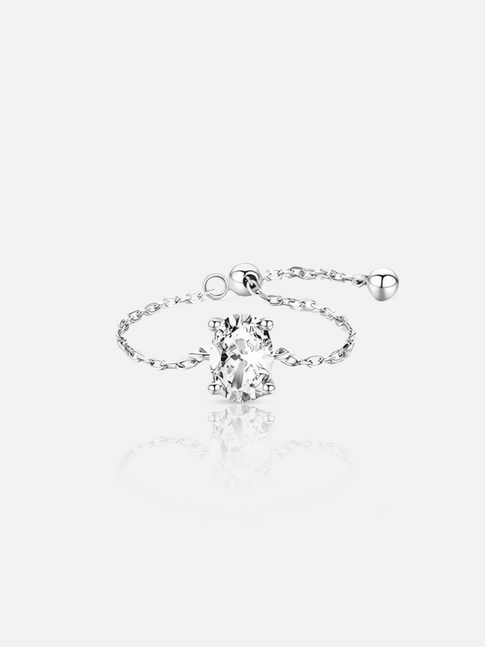 Oval Zircon Chain Ring