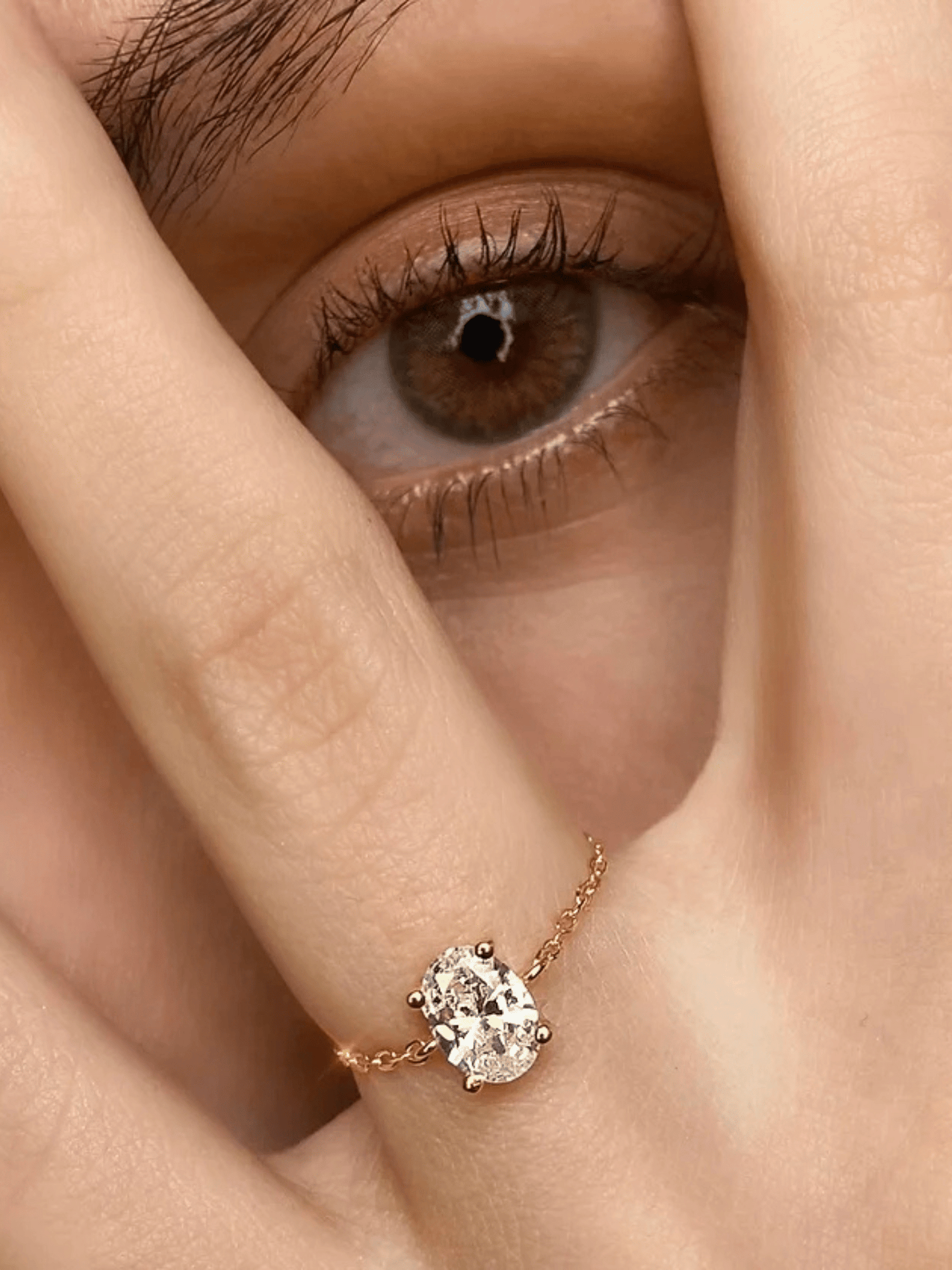 Oval Zircon Chain Ring