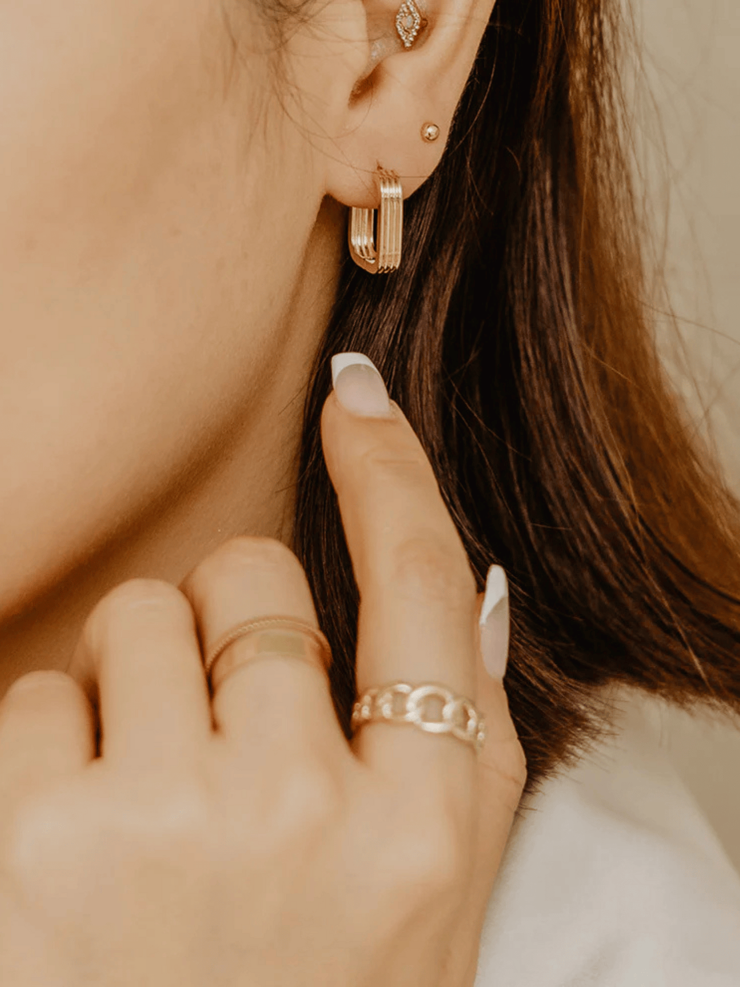 Triple Layer Marquise Hoop Earrings