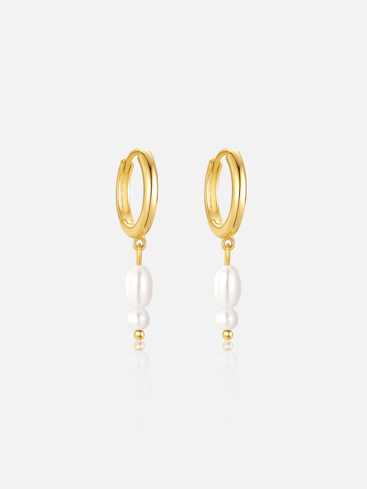 Double Pearl Drop Hoop Earrings