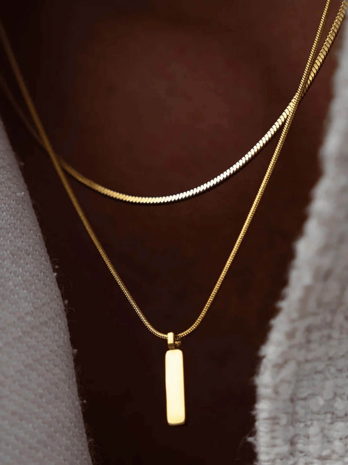 Bar Square Chain Necklace