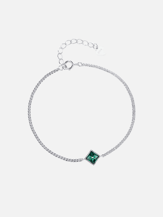 Tilted Emerald Square Bracelet