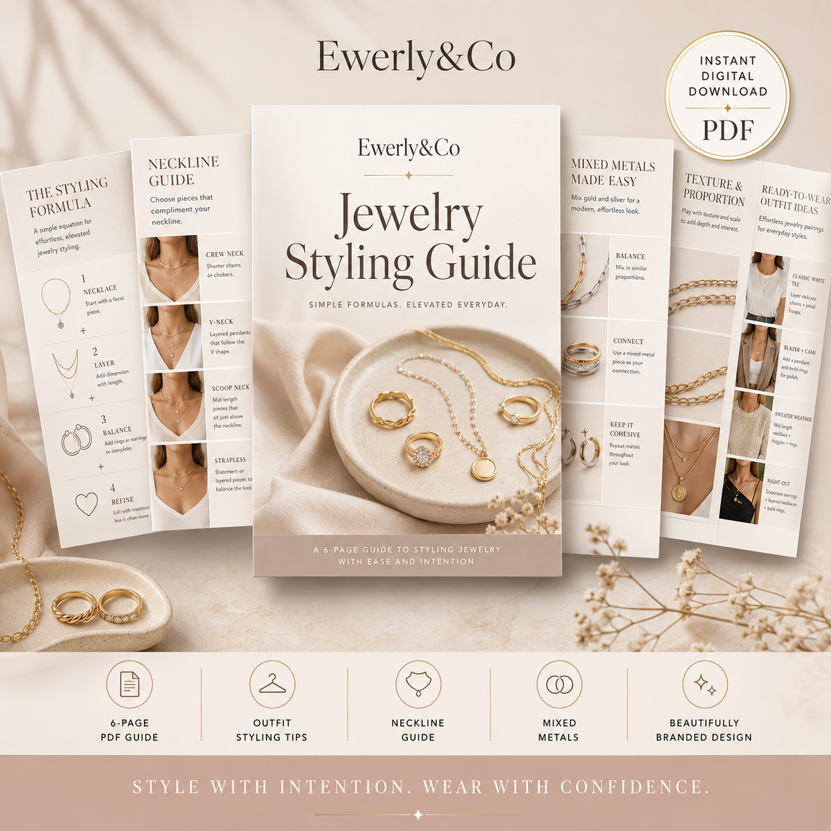 Jewelry Styling Guide PDF | How to Style Jewelry with Outfits | Digital Download | Ewerly&Co